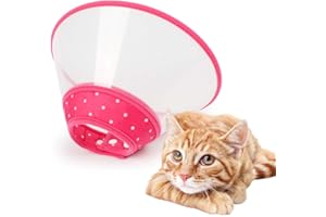 Andiker Pet Cone Recovery Dog Cone Adjustable Dog Collar Clear Padded Collar with Breathable Soft Edge Plastic Puppy Cone Protect The Neck Surgery Recovery Designed for Cats and Puppies (Small, Pink)