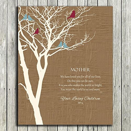 8x10 Unframed Print Personalized Gift For Mother on Mothers Day Gift For Mum Gift From Bride or Groom Family Tree Wedding Poem Verse Thank You Gift Birthday Gift Custom Wedding Art