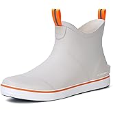 Furuian Men's Deck Boots Waterproof Ankle Rain Boots Outdoor Rubber Fishing Boots for Boating Sailing Anti-Slip Work Booties Garden Boots for Men