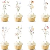 48PCS Wildflower Cupcaket Topper, Baby in Bloom Cupcake Decorations, Floral Wildflower Cupcake Toppers for Baby Shower, Wedding, Birthday Party Decor Women Girls.