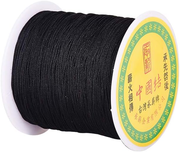 NBEADS 1 Roll 150 Yard Braided Nylon Cord 0.5mm Imitation Silk String Beading Thread for Diy Craft Jewellery Making