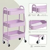 DOEWORKS Storage Trolley on Wheels 3-Tier Metal Cart Kitchen Utility Cart view 5