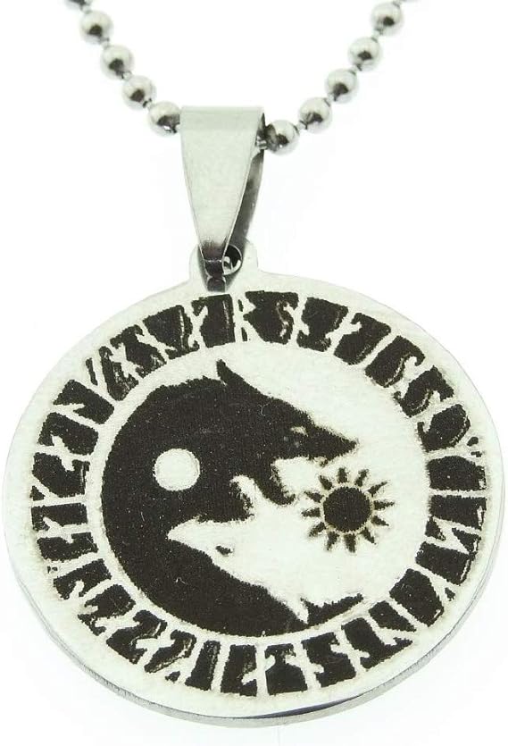 Evrylon Collier Homme Et Femme Loup Chien Blanc Noir Soleil Couleur Argent Yin Yang Tao Amazon Fr Vetements Et Accessoires