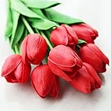 WENSINL Red Tulips Artificial Flowers 20 Pieces