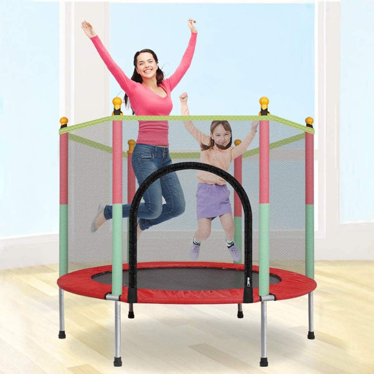 YUMO 2020 Trampolines,5 FT Kids Trampoline with Enclosure Net Jumping Mat and Spring Cover Padding Trampoline Jump Indoor Outdoor Trampoline for Family School Entertainmen