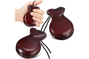 SAHENITEANA wooden Finger Castanets,Granmagazz 2 Pcs Traditional Castanet, Musical Castanets Instrument Music Educational Cla