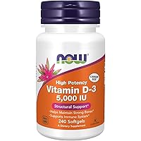 Now Supplements, Vitamin D-3 5,000 IU, High Potency, Structural Support*, 240 Softgels, (NF_0373)