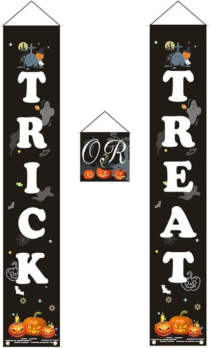 Amazon Com Petift 3pcs Trick Or Treat Halloween Banner Hanging