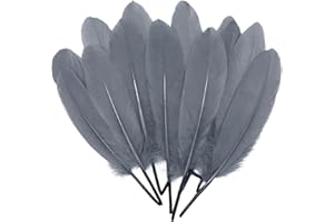 LWINGFLYER 100PCS Gray Goose Feathers 6-8Inch for Crafts Cosplay Clothing Accessories Dream Catchers Wedding Party Decorations