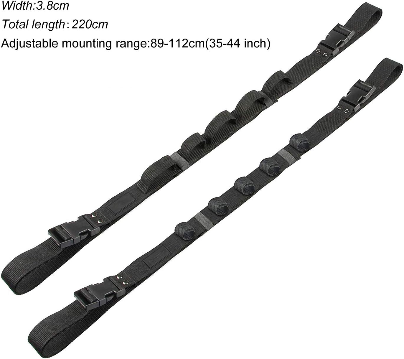 KUDES 2 Pack Vehicle Fishing Rod Rack Holder Adjustable 35 to 44 inch Easy Install Fishing Car Rod Carrier Belt Strap for SUV, Wagons, Van (Black): Home Improvement