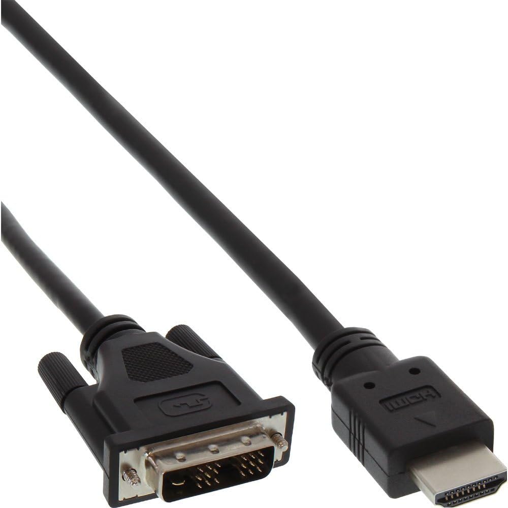 InLine® 17658E HDMI-DVI Adaptor Cable HDMI Male to DVI 18+1 Male 0.3 m, Black, 0.3 Meters