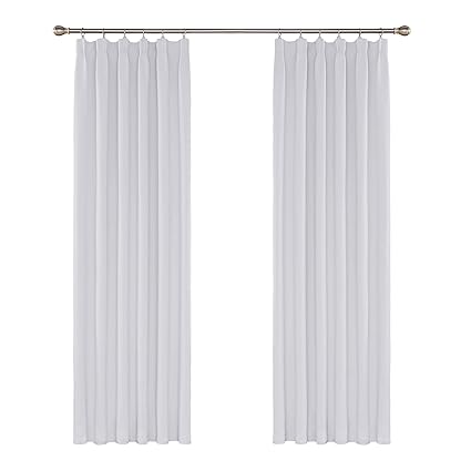Umi. Essentials 2 Stück Verdunkelungsgardine mit Kräuselband Gardinen Wohnzimmer 175x140 cm Weiß Grau