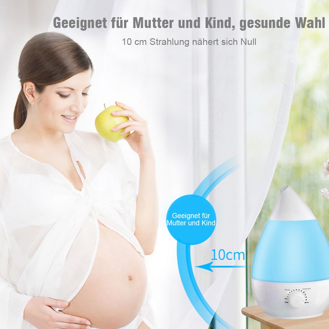 Aroma diffuser duftöldiffusoren 2.4l ULTRASOON luchtbevochtiger met 7 Gekleurde LED \'s geluidsarm raumbefeuchter met 30 ml/H feuchtigkeitsabgabe voor Bad, Yoga, thuis, kantoor, SPA.(December garantie)