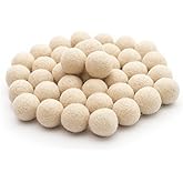 Glaciart One Felt Wool Balls, Felt Pom Poms (40 Pieces) 2.5 Centimeters - 1 Inch, Handmade Felted Pure Beige Color - Bulk Small Puff for Felting and Garland