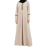WSPLYSPJY Womens Muslim Abaya Dress Zipper Islamic Robe Pockets Maxi Prayer Clothes with Hijabs