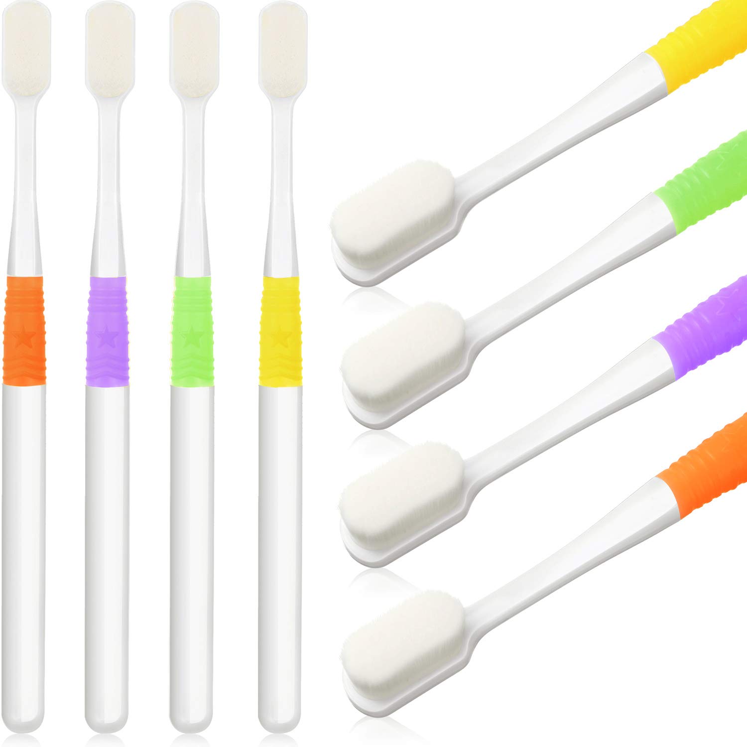 4 Pieces Soft Toothbrush Micro Nano Toothbrush Extra Soft Bristles Manual Toothbrush with 20,000 Bristles for Fragile Gums Adult Kid Children (Smooth)