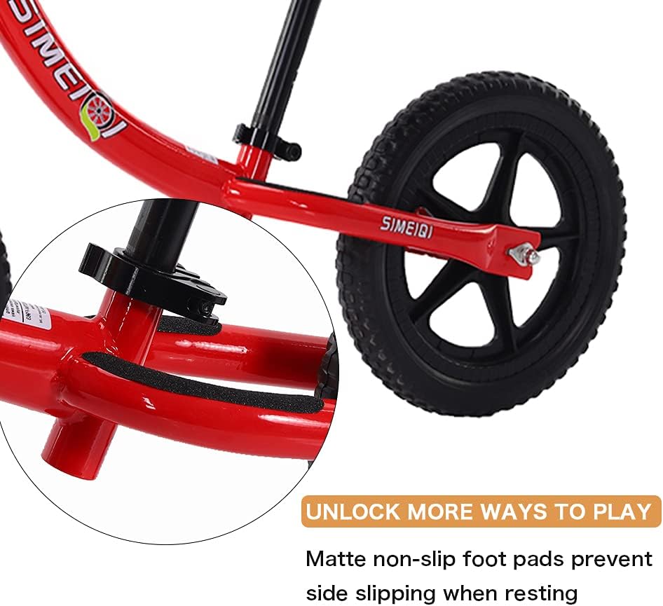 12“ Sports Balance Bike for Boys Girls 2 3 4 5 6 Years Old No Pedal Lightweight Walking Balance Training Sports Bicycle for Kids Toddlers (Red): Sports & Outdoors