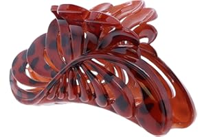 5 inch Large Jaw Clip Hair Claw with leaf design - Spotted Burnt Orange