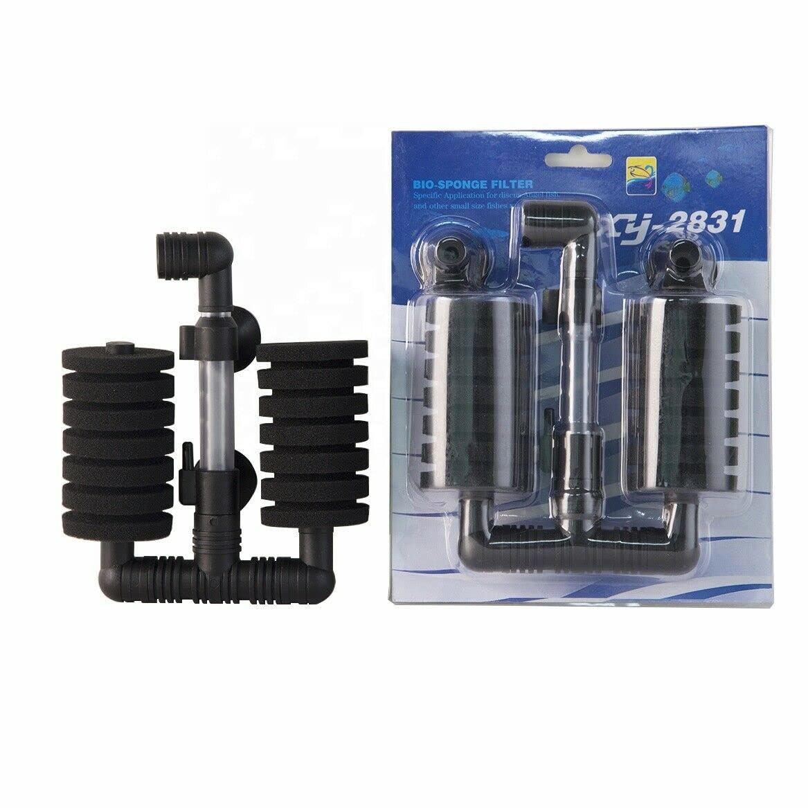 Finest-Filters Mini Air Driven Sponge Filter for Aquarium Fish Tank Single/Double Head Manual Cleaning Bio-Sponge Filter XY-2831