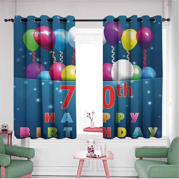 HCCJLCKS Customized Curtains Colorful Balloons on Dark Blue Backdrop