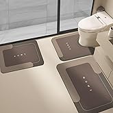 3PCS Absorbent Bath Mat Magic Rug Sets, Quick Drying Bath Mat Non-Slip Floor Rug Rubber Backed for Bathroom Kitchen Shower Sink (16.9''x23.6''+19.7''x23.6''+19.7''x31.9'', Brown)