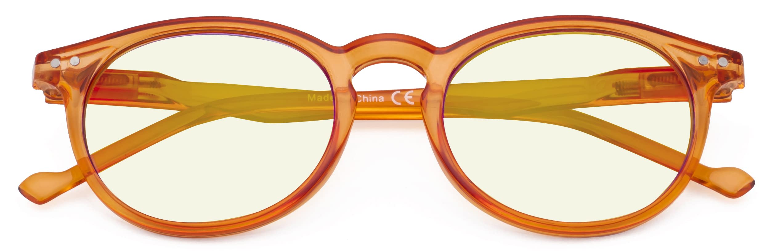 CessBlu Ladies Computer Glasses Round Oval Blue Light Filter Eyeglasses Women(Orange)