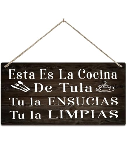 "Esta Es La Cocina De Tula" Spanish Kitchen Sign - Rustic Wood Wall Art Plaque 12x6 Inches - View #7