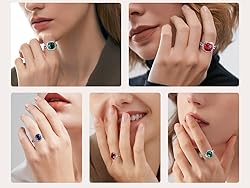 AGRULE 6.5 Cttw Emerald Halo Ring 925 Sterling