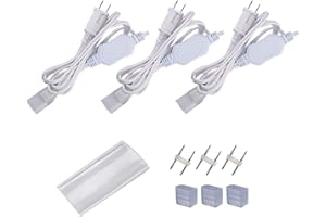 Shine Decor 6FT LED Power Cord, for 7x14.5mm LED Single Color Neon Rope Lights Only, Pack of 3