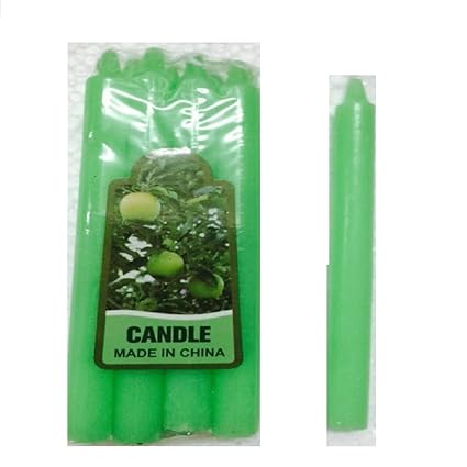 SHREEJI DECORATION Plain Medium Candle, Green -Pack of 8