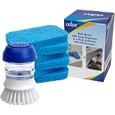 CELOX 6 Pack Cellulose Compressed Sponges &amp; Dish Brush with Soap Dispenser for Kitchen Cleaning