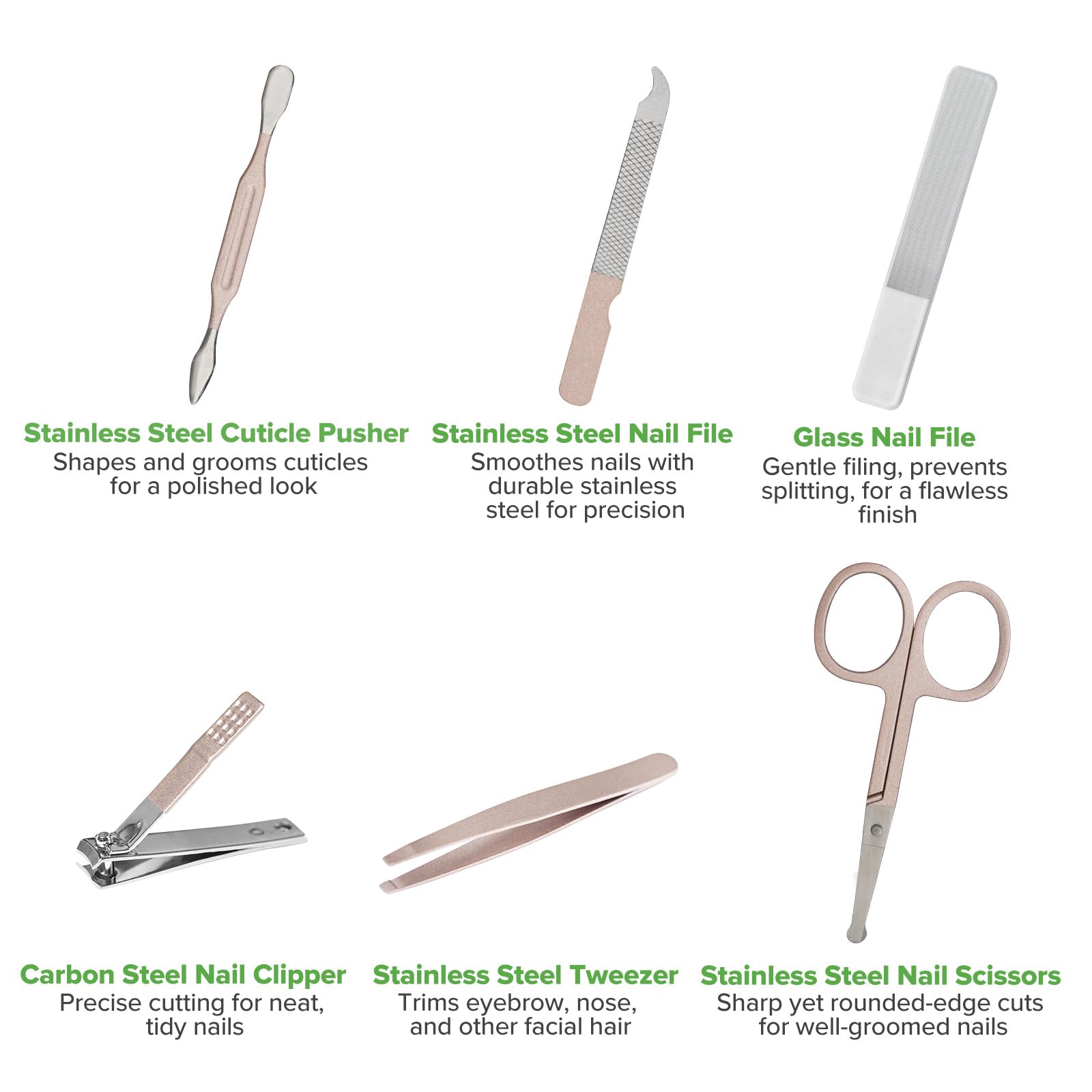 haakaa Baby Nail Clippers, 6-in-1 Baby Nail Care Kit with PU Storage Case, Nail Scissor, Cuticle Pusher, 2 Nail Files, Nail Clipper & Tweezer, Baby Manicure Set for Babies, White