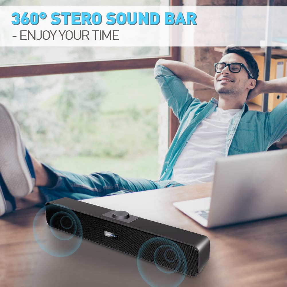 Computer Speakers,Wired USB Desktop Speaker,Stereo USB Powered Desktop Sound Bar Laptop Speaker for PC Tablets Desktop Cellphone Laptop MP3(2020 Version)