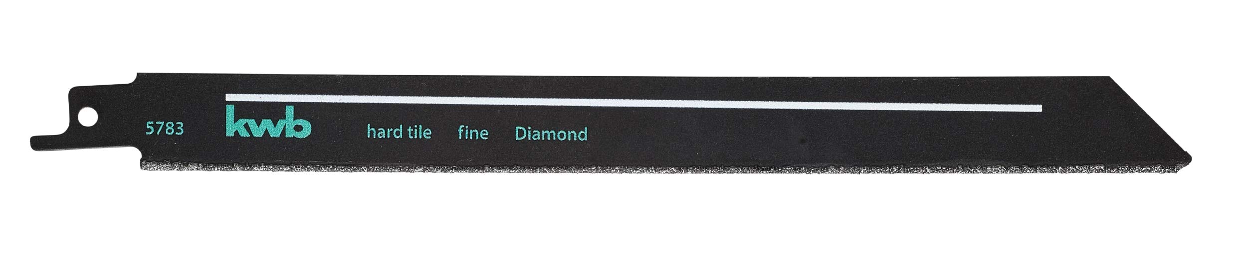 kwb Reciprocating Saw Blades Diamond for Tile and Ceramic Processing, Diamond-Coated, Flexible Hcs Steel, Black Lacquered, Fine Cut, 1/2'' Universal Shank