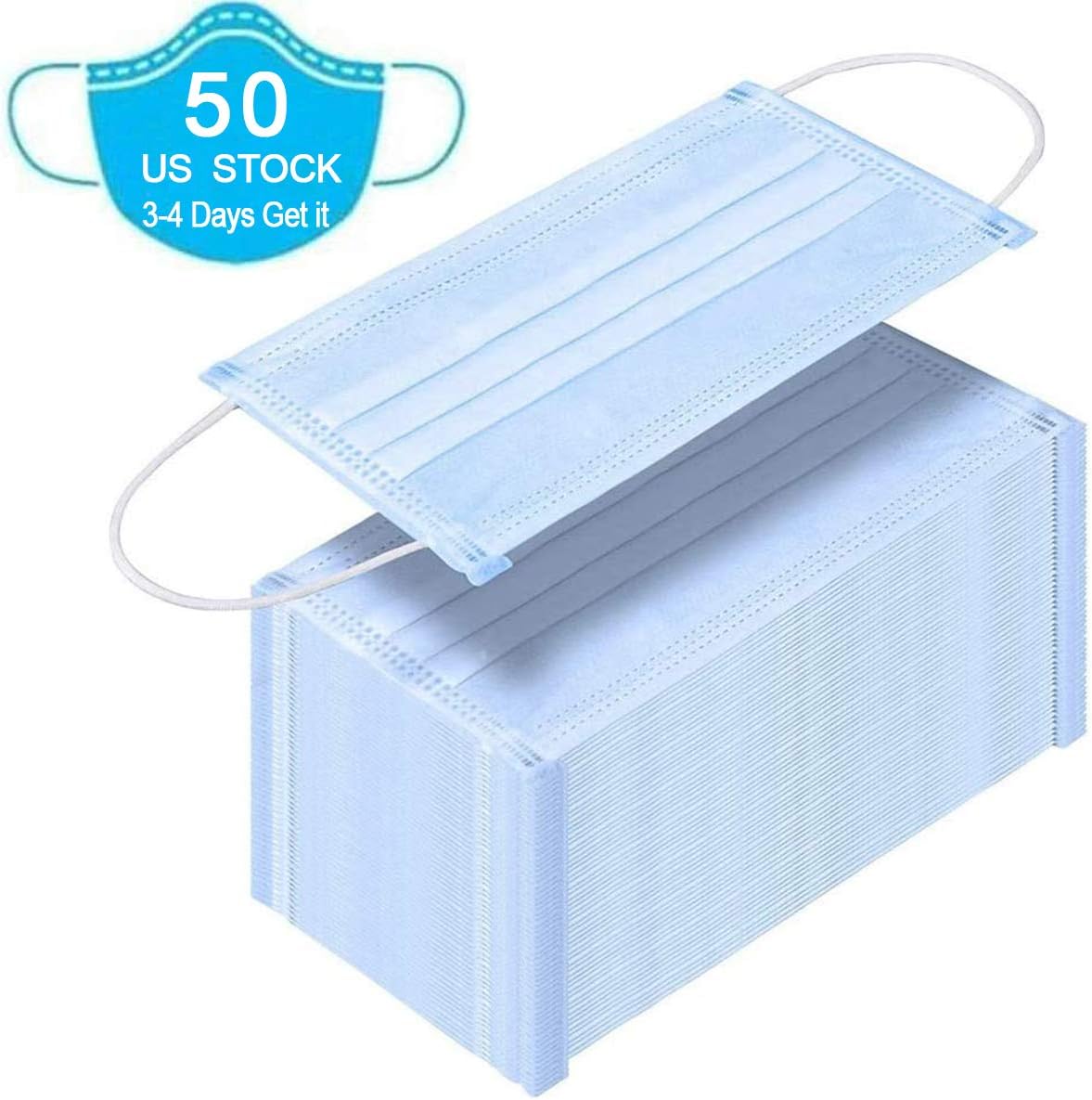 50Pcs Disposable Face Cover 3 Layer Ships Locally(US) Can Get it Within 3-5 Days