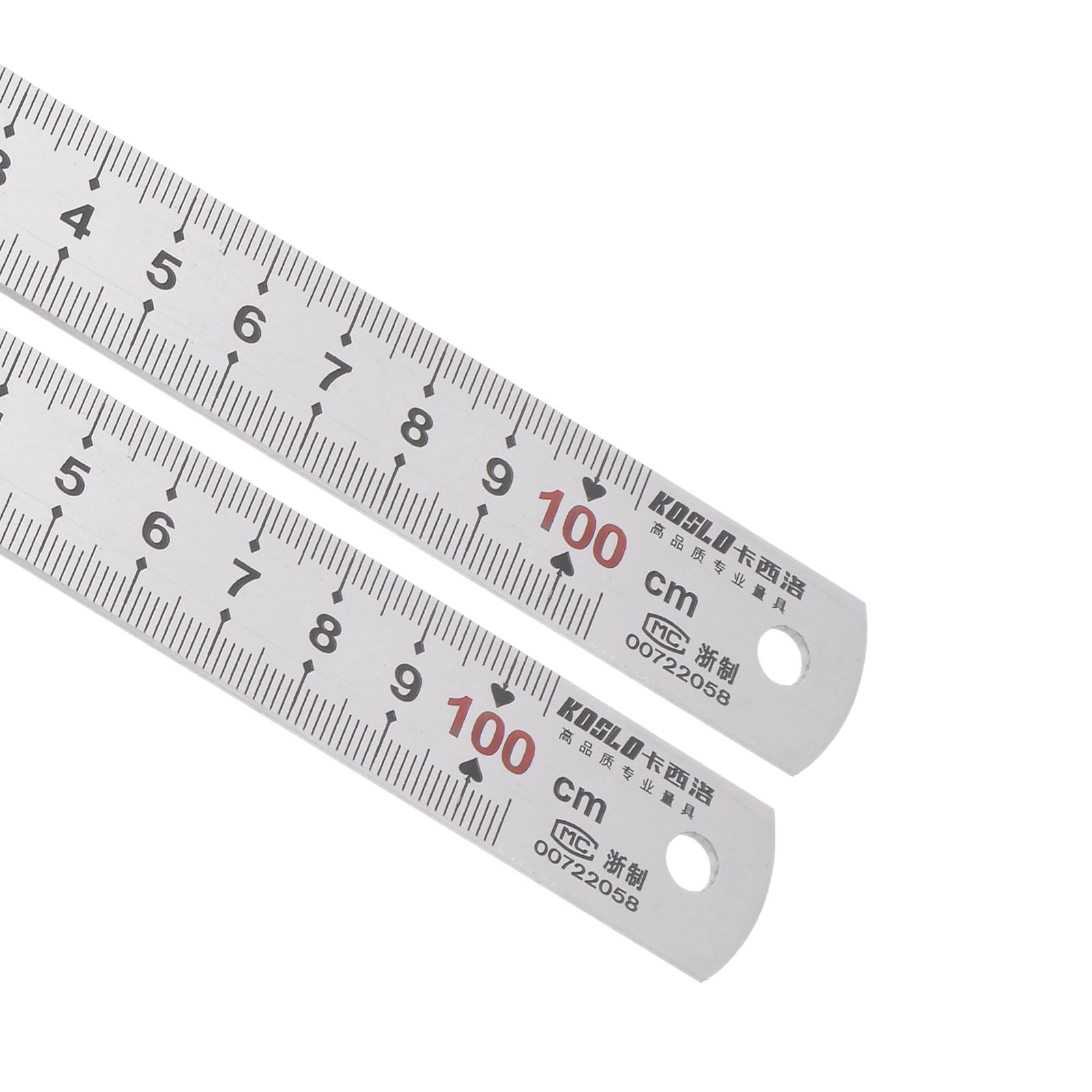 Kozelo 2pcs Stainless Steel Ruler - [1m/40 Inch x 0.8 Inch] Double Reading Straight Edge Metal Measuring Tools for Architectural Design Use