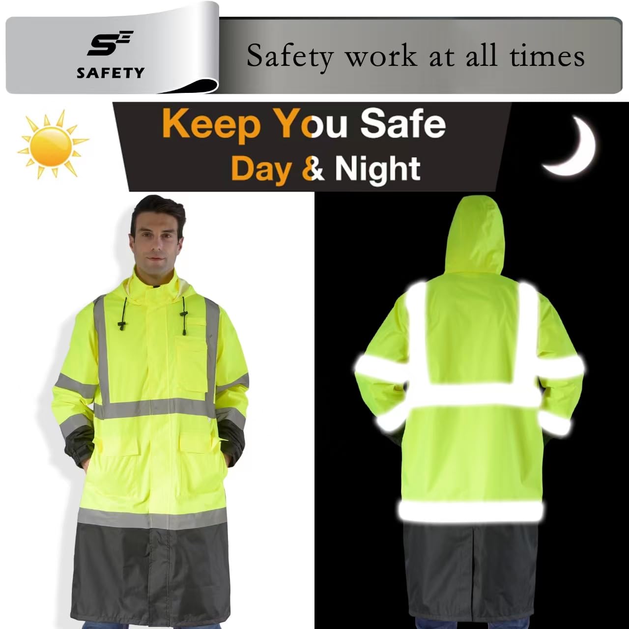 Mua sesafety Hi Vis Rain Jacket, High Visibility Rain Gear, Class 3 ...