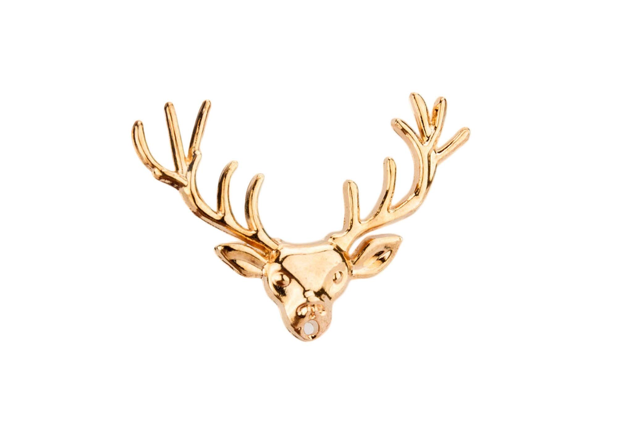 Brooch Lapel Pin for Men Antique Gold Reindeer Head Horn Stag Lapel Stick Pin Badge Coat Suit Wedding Gift Party Shirt Collar Accessories