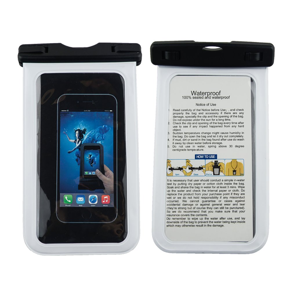 Tripcraft 6 Inch Waterproof Case Dry Bag Cell Phone Pouch for Apple iPhone 7 6 5, Samsung S7 S6 S5 Note HTC LG Sony(White)