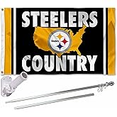 Pittsburgh Steelers Country Flag Pole and Bracket Mount Kit