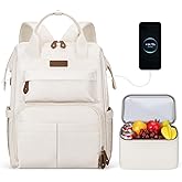 Maelstrom Travel Backpack for Women Men,Laptop Backpack Fits 15.6-17.3 Inch Laptop, Nurse/Work Bag with Insulated Lunch Box (Beige)