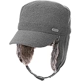 TOP-EX Oversized XL/XXL Unisex Winter Trapper Military Hat Faux Fur Earflaps Baseball Cap Quilted Lined