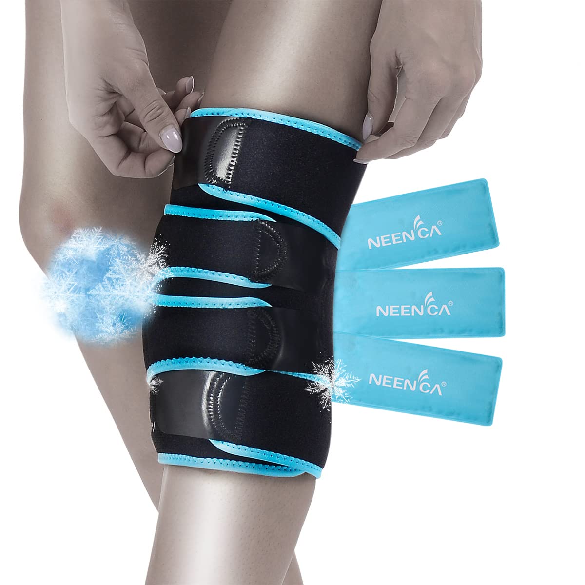NEENCA Knee Brace with Ice Pack Wrap,Medical Grade Knee Support with 3 Reusable Cold/Hot Gel Pack,Injury and Pain Relief for Meniscus Tear,ACL,Knee Surgery,Sprain & Swelling