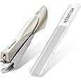 MR.GREEN Slanted Edge Nail Cutting Clippers Cuticle Nippers Tool Stainless Steel Dead Skin Oblique Tip Trimmer Manicure Scissors (Mr-1115+Glass File)