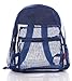 Clear Mesh Backpack For Kids Men & Women By Bravo - Large School & Travel Bag - Stylish Transparent See Through Design - Comfortable Padded Shoulder Straps - Utility Pocket & Bottle Holders (Blue)