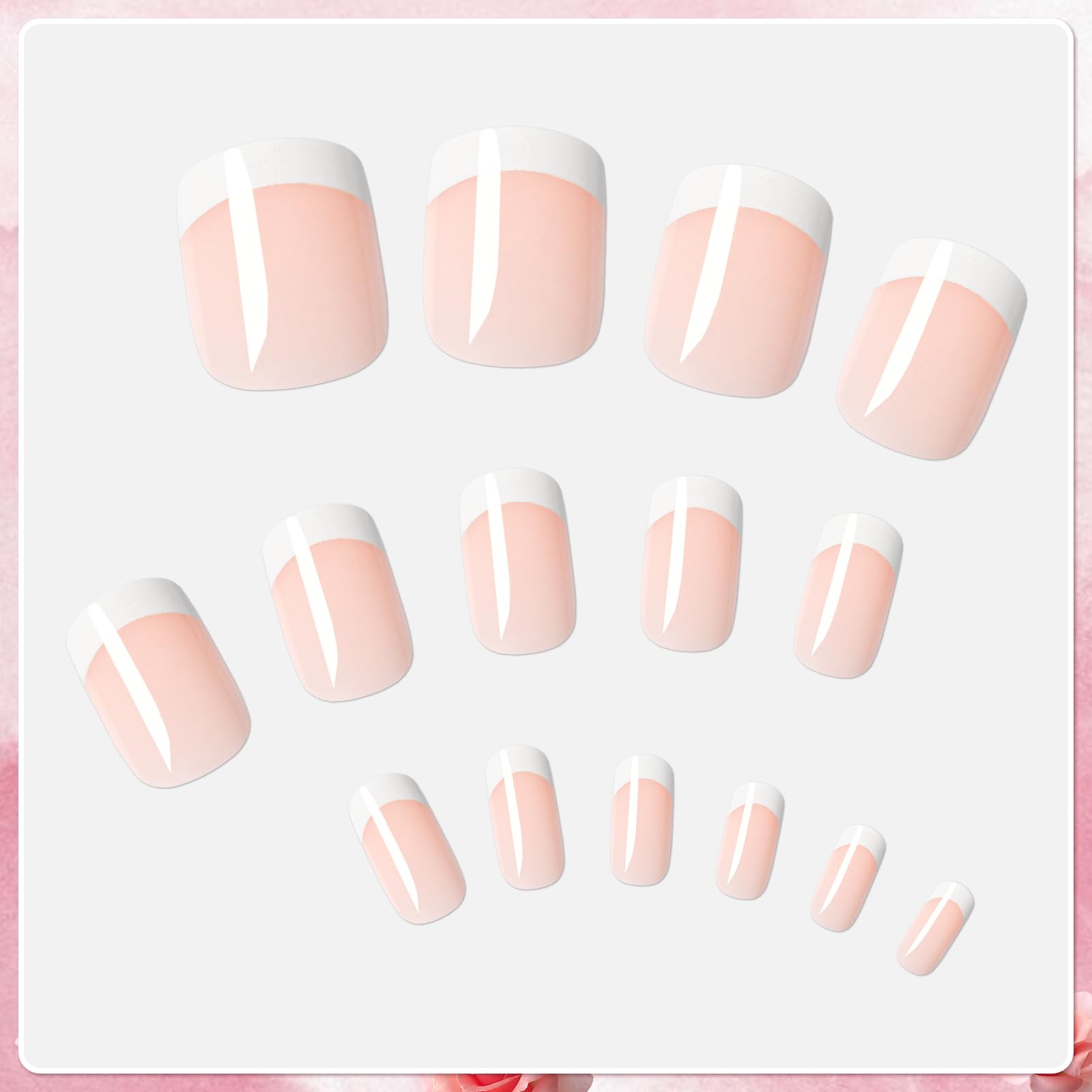 AddFavor White French Tip Press on Nails Short - 240pcs Nude Extra Short Square Fake Nails, Square Nails Press on Acrylic Nail Extension Nails Art DIY - Image 2