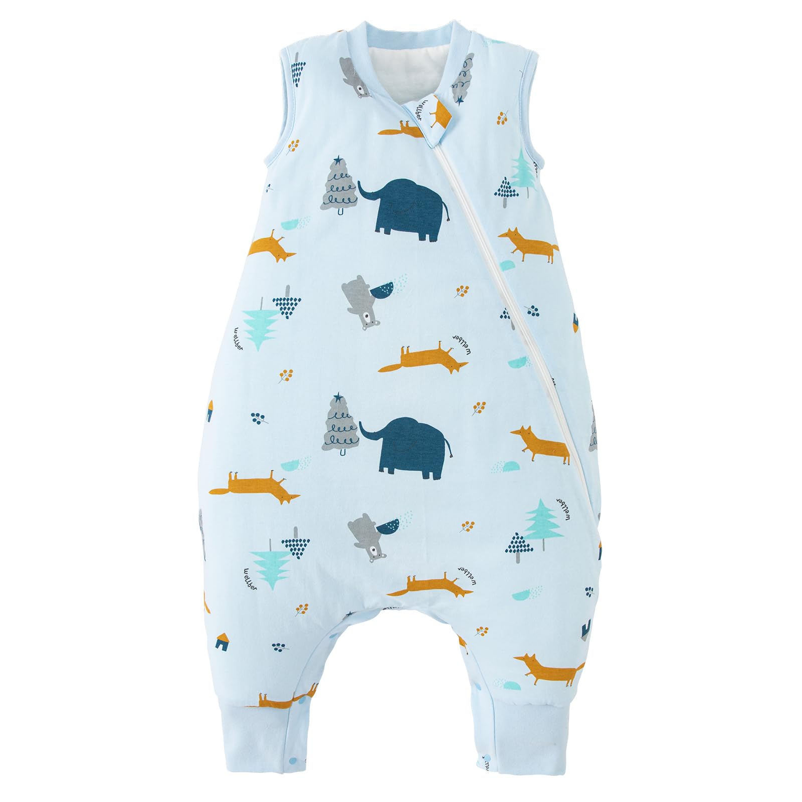 Duomiaomiao Sleeping Bag with Legs, 100% Cotton 1.5 Tog Baby Sleep Bag Toddler Sleeping Sack with Feet for 3-4 Years Boys Girls, Elephant — image 1