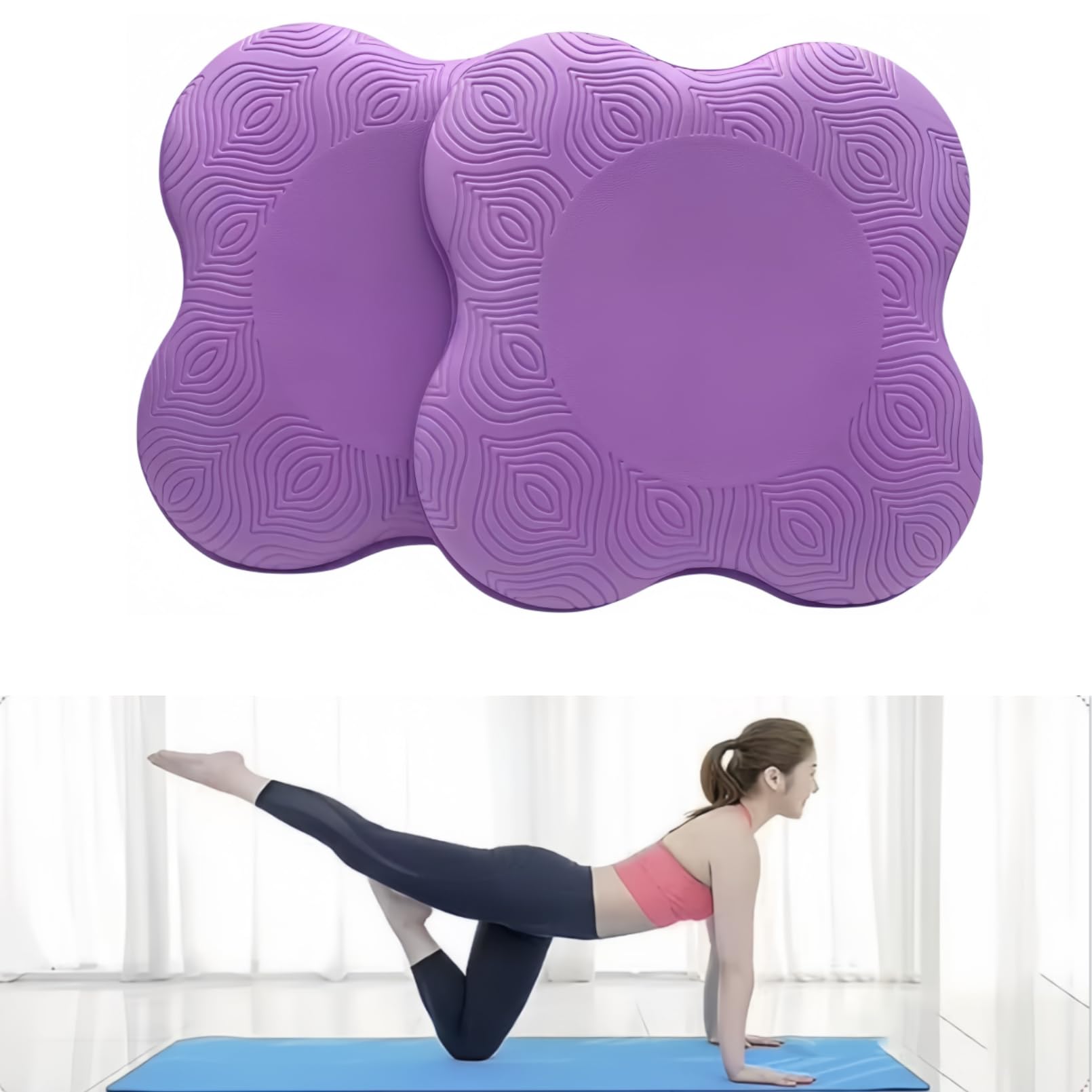 Photo 1 of Kenhihi Yoga Knee Guards (Set of 2) - Male and Female Yoga Props and Accessories for Fitness, Travel, Meditation, Kneeling, Balance, Floor, Pilates Pads for Knee and Elbow (Purple)
