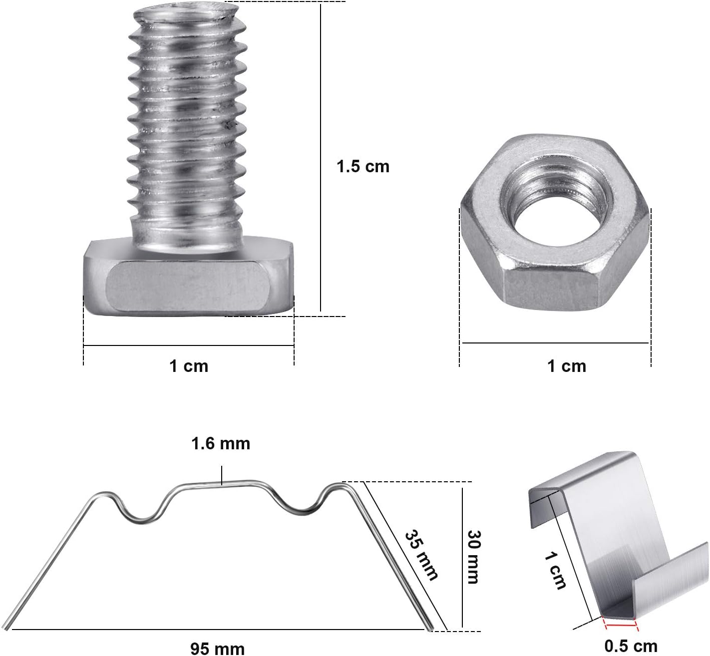 200 pcs Greenhouse Repair Kit Includes Glazing Clips W Wire, Z Overlap Clips, Aluminum Greenhouse Nuts and Aluminum Bolts(200 Pieces) - Image 3
