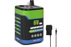 6V Lantern Battery, 6 Volt Rechargeable LiFePO4 Lithium 4R25 Battery with Charger, 1 Pack, with Long-lasting Power for Lanter